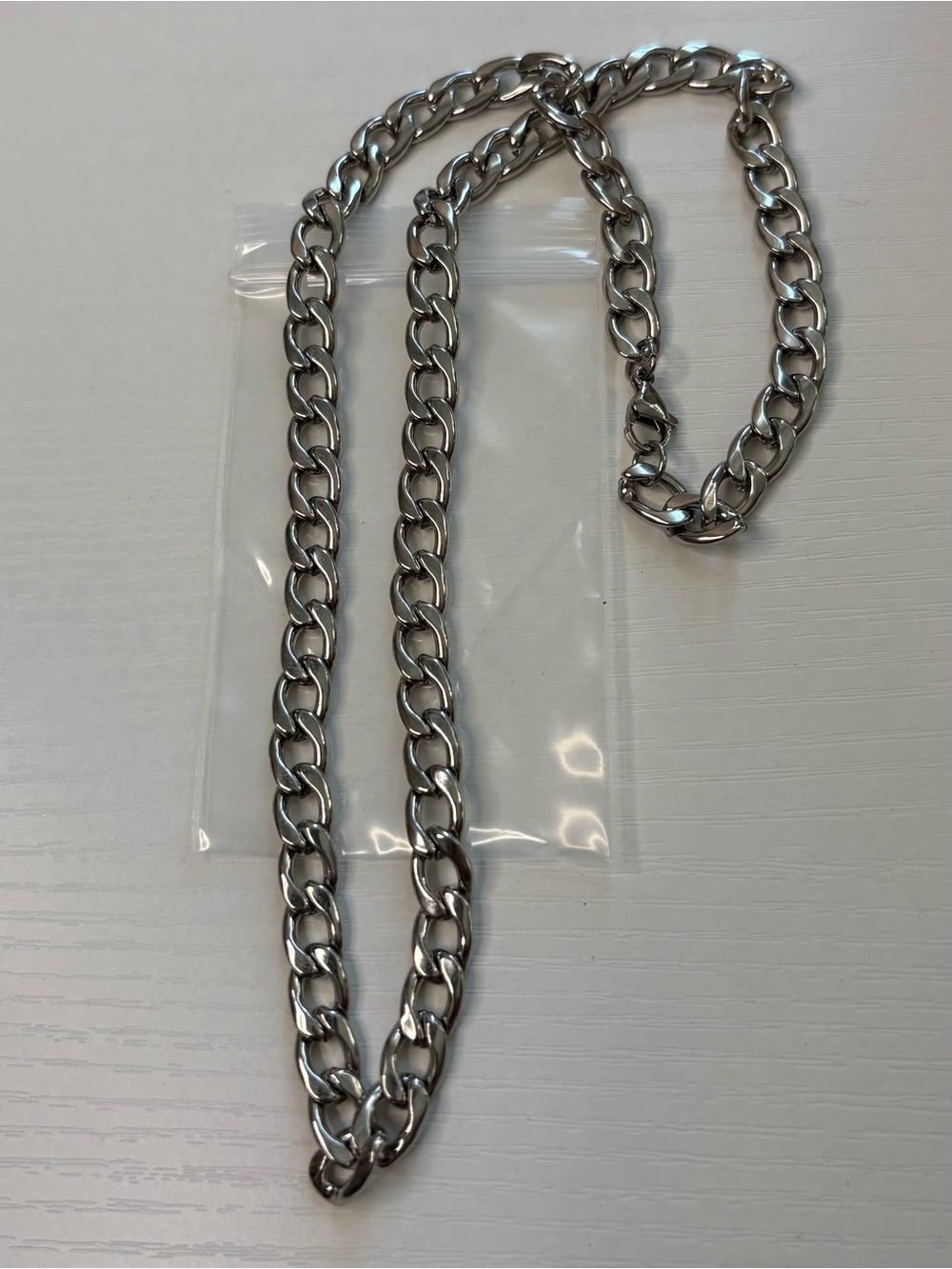 Men's Silver Curb Chain Necklace - Polished Stainless Look